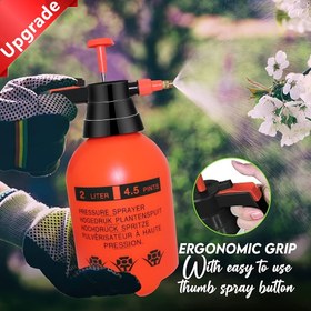 Resim Dayanıklı 2L Yüksek Basınçlı Manuel Püskürtücü Bakır Nozul ve Ayarlanabilir Sis Akışı ile - Ergonomik Tetik, Bahçe Sulama, Bitki Sulama ve Temizlik için İdeal, Püskürtücüler 