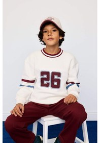 Resim Defacto Erkek Çocuk Bisiklet Yaka Baskılı İçi Yumuşak Tüylü Sweatshirt G4379a825wnwt32 Beyaz-wt32 