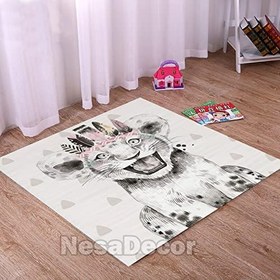 Resim Kaplan Desenli Bebek Ve Çocuk Odası Halısı Oyun Matı Halısı Dokuma Taban Yıkanabilir Anti bakteriyel (100 x 200 cm) 
