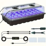 Resim Çiçeklenme için yüksek kemerli fidan tabakaları seti, 36 fidan hücresi, 2 LED büyüme ışığı, akıllı zamanlayıcı ve 3 mod içerir, ev bahçıvanları ve iç sera fidan yetiştirme setleri için uygundur. (Pil gerektirmez) 