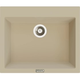 Resim POLEX Cristalüx Granit Evye P-X60 Bej Tezgah Altı Ve Tezgah Üstü Kare Mutfak Evyesi 60x50cm 