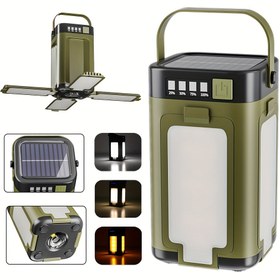 Resim Şarj Edilebilir Güneş Kamp Lambası, USB Şarjlı El Feneri, Taşınabilir Asılı Çadır Lambası, Altı Aydınlatma Modu, Katlanabilir Dört Yapraklı Çiçek LED Spot Lambası, Kamp, Yürüyüş, Seyahat, Balıkçılık, Acil Durumlar için Uygun 