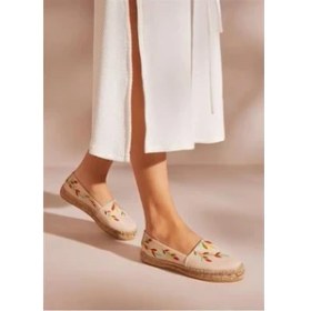 Resim Su Espadril Nataly Ekru-Multi Kadın Düz Espadril 