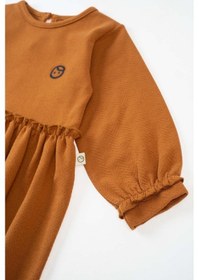 Resim Fırfırlı Elbise Bebek Kiremit Organik Pamuk Kiremit 