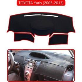 Resim Toyota Yaris 2005-2013 Torpido Koruma Halısı Kırmızı Kenar 