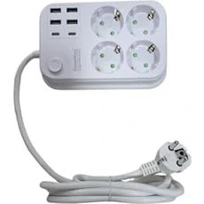 Resim Aesco Showmax Serisi SH-2946 Termal Akım Korumalı Priz 2 mt (4 Priz + 4 USB + 2 Type-C 