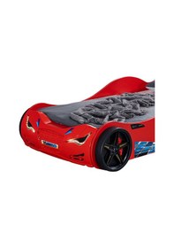 Resim Arabalı Yatak, Süpers Bazalı Rüzgarlıklı Arabalı Yatak, Ledli - Kırmızı 1 Adet Comfort Yatak 