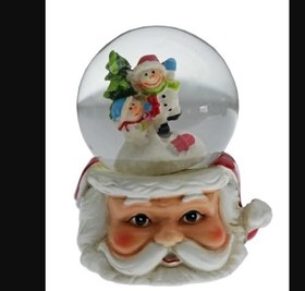 Resim Noel Baba Temalı Kar Küresi, Kardan Adam Desenli, 65 mm, Yılbaşı Dekoratif Biblo 