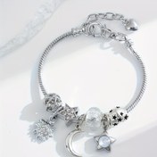 Resim Kadınlar için Şık Beyaz Opal Güneş Ay Yıldız Şans Bilekliği - Gökyüzü Parıltı Tasarımı ile Taşlı, Günlük Kullanım veya Özel Günler için Mükemmel, Onun İçin İdeal Hediye, Ay Takıları 