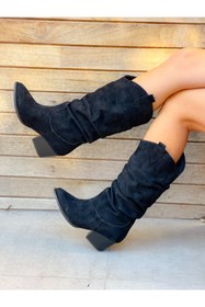 Resim irmona Terry Siyah Dana Süet Siyah TabanKörüklü Dallas Çizme 