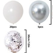 Resim Gaojunshop01 30 Adet Beyaz Gümüş Pul Balon Seti Parti Dekorasyon Fotoğraf Prop Beyaz Gümüşi 