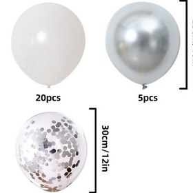 Resim Gaojunshop01 30 Adet Beyaz Gümüş Pul Balon Seti Parti Dekorasyon Fotoğraf Prop Beyaz Gümüşi 
