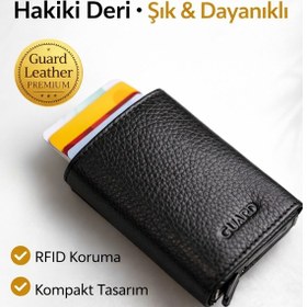 Resim Guard 5238 Siyah Mekanizmalı Hakiki Deri Erkek Cüzdan & Kartlık 