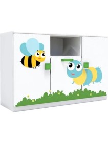 Resim Woody Life 1 Çekmeceli 2 Kapaklı Çocuk Odası Anaokulu Kreş Dolap Ilkbahar Temalı 