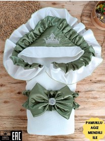 Resim S.kahve Kız Erkek Bebek Battaniyesi Kundağı %100 Pamuklu Doğal Organik Uyku Hastane Çıkısı Yenidoğan Yeşil 