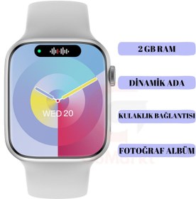 Resim GoMarkt Watch 9 Pro Plus Serisi Akıllı Saat Dinamik Ada/ 2 GB Ram/ Çift Kordon 2024 Model 