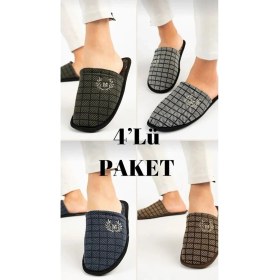 Resim Nisanur Shoes 4'lü Erkek Ev Terliği-Misafir Terliği-Çeyiz Bohça Terliği-Damat Terliği-Balkon Terliği 