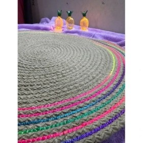 Resim Alfa Life Marketing Neon Renkli Şeritli Jüt Örme Amerikan Servis 