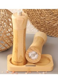 Resim Bambum - Tabaklı Tuzluk Biberlik Öğütücü Değirmen Seti 3 Parça 