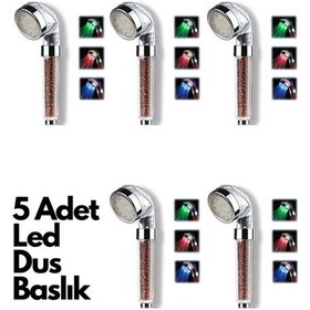 Resim 5 Adet Tasarruflu Boncuklu Ledli Duş Başlık-pil Veya Elektrik Gerekmez Kinetik Enerjili 