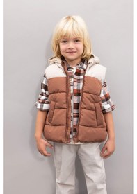 Resim DeFacto Erkek Bebek Su Geçirmez Polar Astarlı Kapüşonlu Şişme Yelek A2848A524AUBN349 