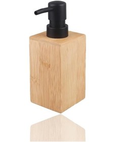 Resim Bambu Sıvı Sabunluk, Modern Siyah Pompalı, 17x7x7 Cm 