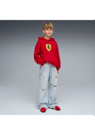 Resim Puma Scuderıa Ferrarı Color Shıeld Genç Kapüşonlu Sweatshırt 634259 02 Kırmızı 