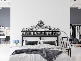 Resim Yatak Başlığı Metal Duvar Dekoru - 60x24cm / Beyaz 