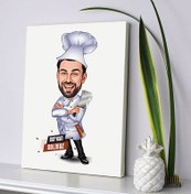 Resim Yemeklerin Ustası Karikatürlü Kanvas Tablo 