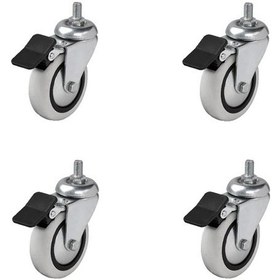 Resim 4 Adet Hts Döner 3/8 Vidalı Frenli Mobilya Tekeri Çap : 74 Mm Kod : 354 