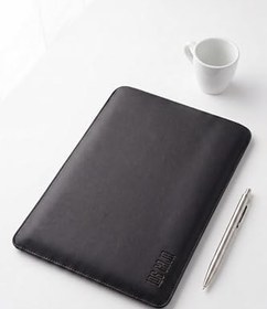 Resim Minimalist 16 İnç Laptop Kılıfı, Vegan Deri, Su İtici Özellikli, Bilgisayar Notebook Laptop Çantası (Siyah, 16 İnç) 