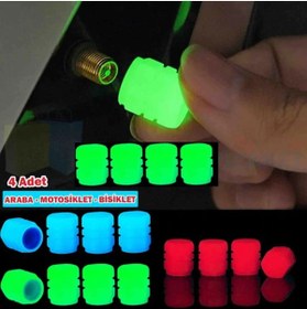 Resim Genel Markalar Mavi Renk Sibop Kapağı Fosforlu Floresan Led Pilsiz Araba Motorsiklet Bisiklet Lastik Sibop 2 adet 