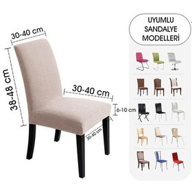 Resim Faiend Yıkanabilir Likralı Esnek Lastikli Sandalye Kılıf Örtü Vizon 