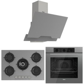 Resim Ferre RS Serisi QBL62CPR - RS038 - D065 5 Gözlü Gri Cam Ankastre Set 