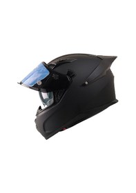 Resim Motosiklet Kask Ece 22.r06 Double Vizörlü Full Face Spoiler Motor Kaskı Mat Black Siyah 