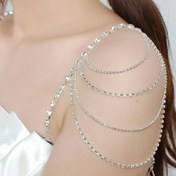 Resim Partiler ve Ziyafetler için Lüks Taşlı Çok Katmanlı Askılı Zincir Vücut Zinciri, Blingbling Moda Aksesuarı 