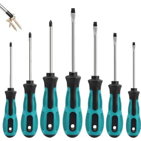 Resim 8in 1 Hassas Tornavida Seti, Çelik Yuvarlak Baş, Rombo ve Düz Baş, Kaymaz Tutuş, Manyetik Uç, Elektronik, Mobilya, Cihaz ve Otomotiv Tamirleri için Krom Vanadyum Çelik 