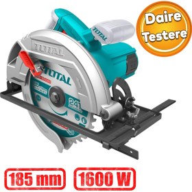 Resim Total Elektrikli Daire Testere Makinası 1600 W TS1161856 Ahşap Sunta Mdf Kesim Kesme 185 mm Disk 