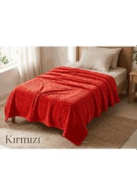 Resim Merinos Elegans Tek Kişilik Battaniye Kırmızı Kırmızı 