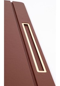 Resim Turgut Office Deri Kapaklı Masa Sümeni Taba Gold Detaylı 50 x 35 CM 