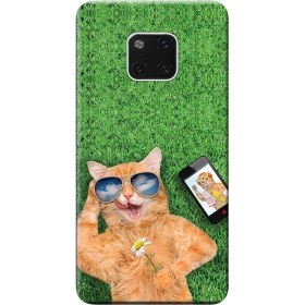 Resim Ceppare Huawei Mate 20 Pro Kılıf (LYA-L09) Desen Baskılı Silikon Kapak Sevimli Sarı Kedi STK:460 