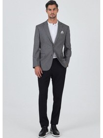 Resim İmza Füme Mono Yaka Bez Ayağı Tam Astar Esnek 4 Drop Comfort Fit Classic Ceket 1002250156 Füme 