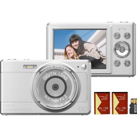 Resim Wezone C15 Dijital Fotoğraf Makinesi 56mp 1080p Video 8x Zom 2.88" Ips Ekran Otomatik Odak 32gb Kart Ve 2 Pil Gümüş 