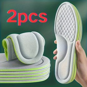 Resim 1 Çift Nötr Sünger Tabanlık Spor Ayakkabıları İçin, Nefes Alabilir ve Ter Emici, Ayak Dekompresyonu ve Konfor Artırma İçin 4D Masaj Tasarımı, Yeşil Detaylarla Beyaz, Ergonomik Ayak Desteği, Dayanıklı Yastık 