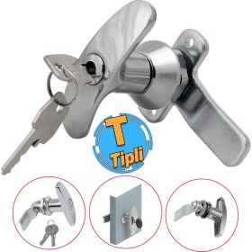Resim Badem10 Kollu T Tipli Mandallı Dolap Çekmece Kilidi 2 Anahtarlı Metal Mobilya Elektrik Pano Kilidi 1 Adet 