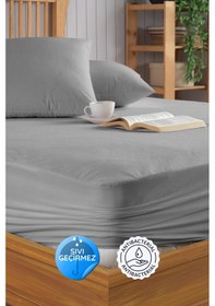 Resim Formeya Pamukkale Gri Mikro Fitted Sıvı Geçirmez Yatak Koruyucu TekKişilik Alez 