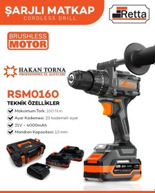 Resim Retta Şarjlı Darbeli Matkap Vidalama 160nm 21v 4ah 