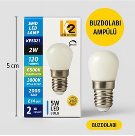 Resim K2 Led Kes021 2w Dimmer Led Ampul 120 Lumen 6500k Beyaz Işık E14 Duy 20.000 Saat 