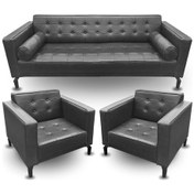 Resim Koltukstilim Manhattan Siyah Deri Ofis Oturma Grubu Siyah 