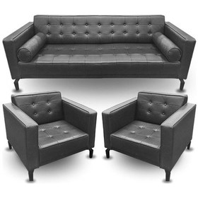 Resim Koltukstilim Manhattan Siyah Deri Ofis Oturma Grubu Siyah 